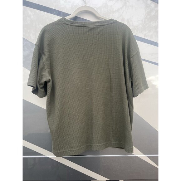 Cozy Earth army green waffle knit short slv tshirt M comfy oversized bamboo - Picture 2 of 9